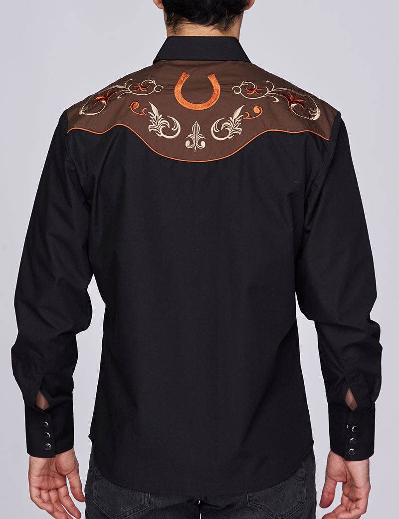 RODEO Men's Western Embroidery Cowboy Shirt