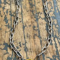 Circle Initial Pendant Necklace TWO TONE