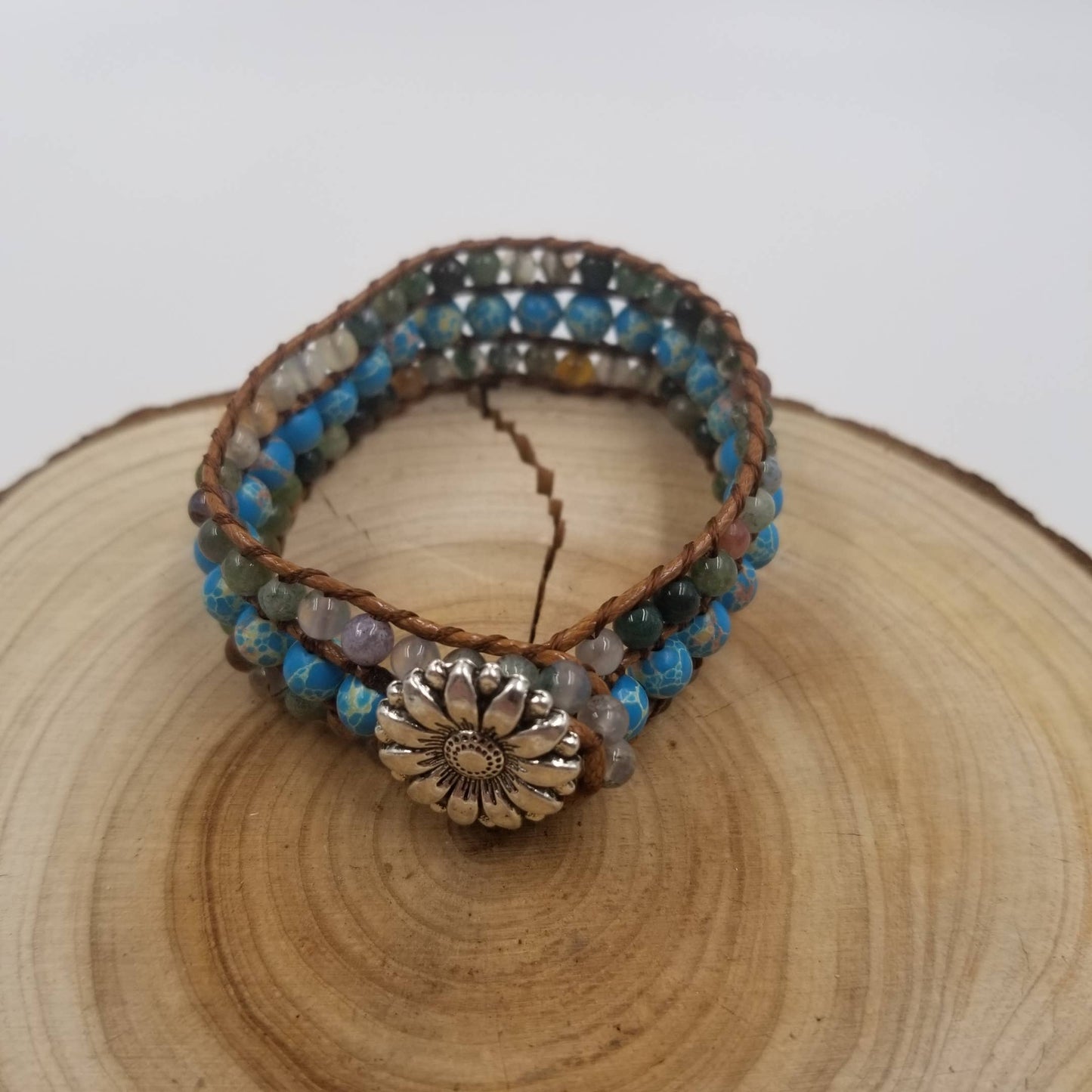 Natural Stone Leather Handmade Bracelet