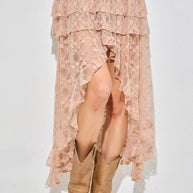 Lace High-Low Skirt, Plus, Taupe