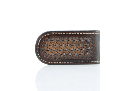 Tooled Leather Magnetic Money Clip