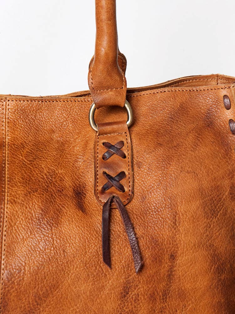 Genuine Leather Tote with Fringe