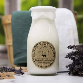 Milk Bottle Candle, Clothesline Linen