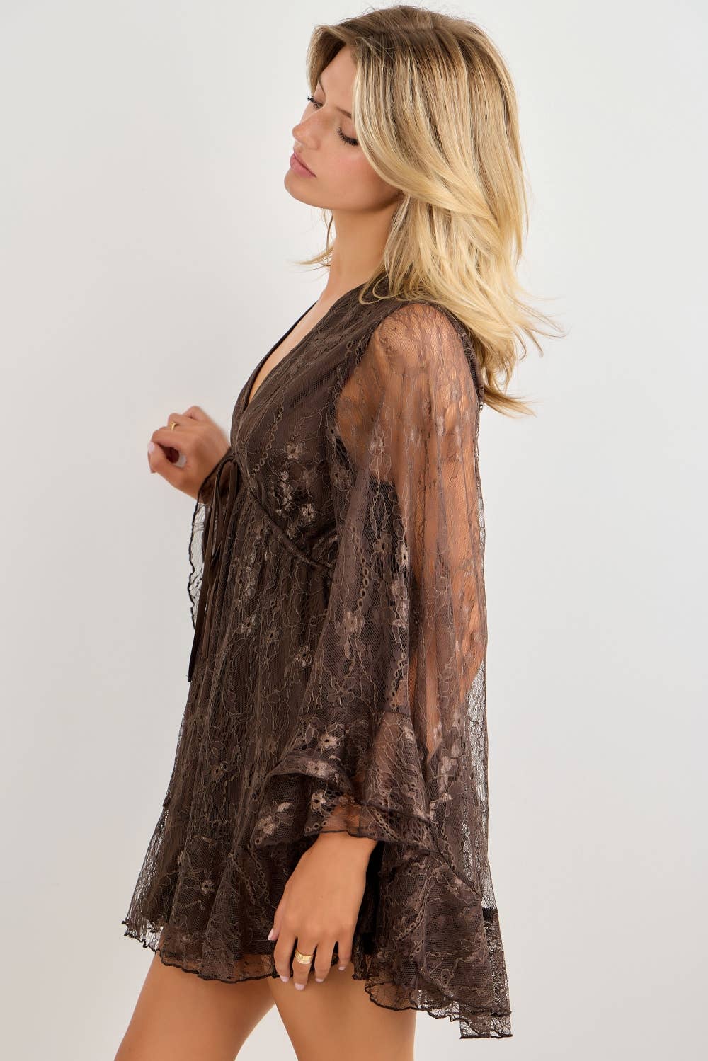 Ruffle Lace Mini Dress