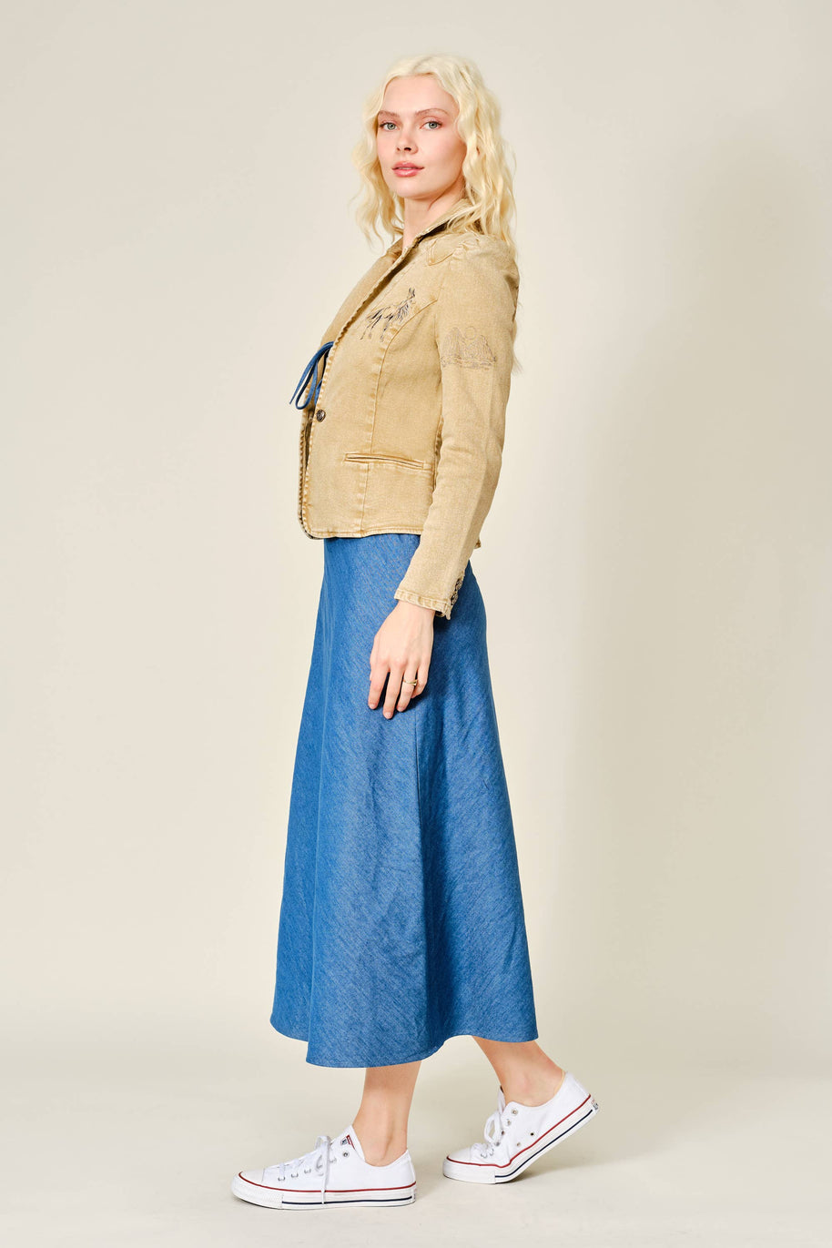 Denim Western Blazer, Taupe
