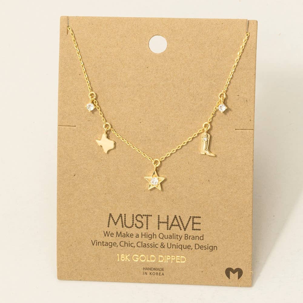 Texas Star Boots Western Station Necklace