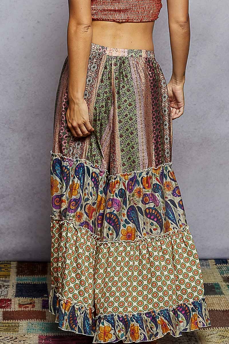 Patterned Wide Leg Pants