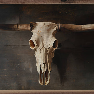 Western Black Skull Wood Art Print