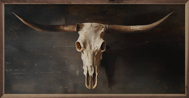 Western Black Skull Wood Art Print
