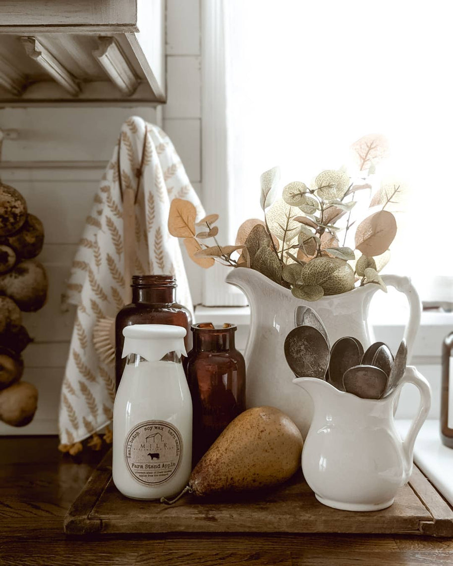 Milk Bottle Candle Farm Stand Apple