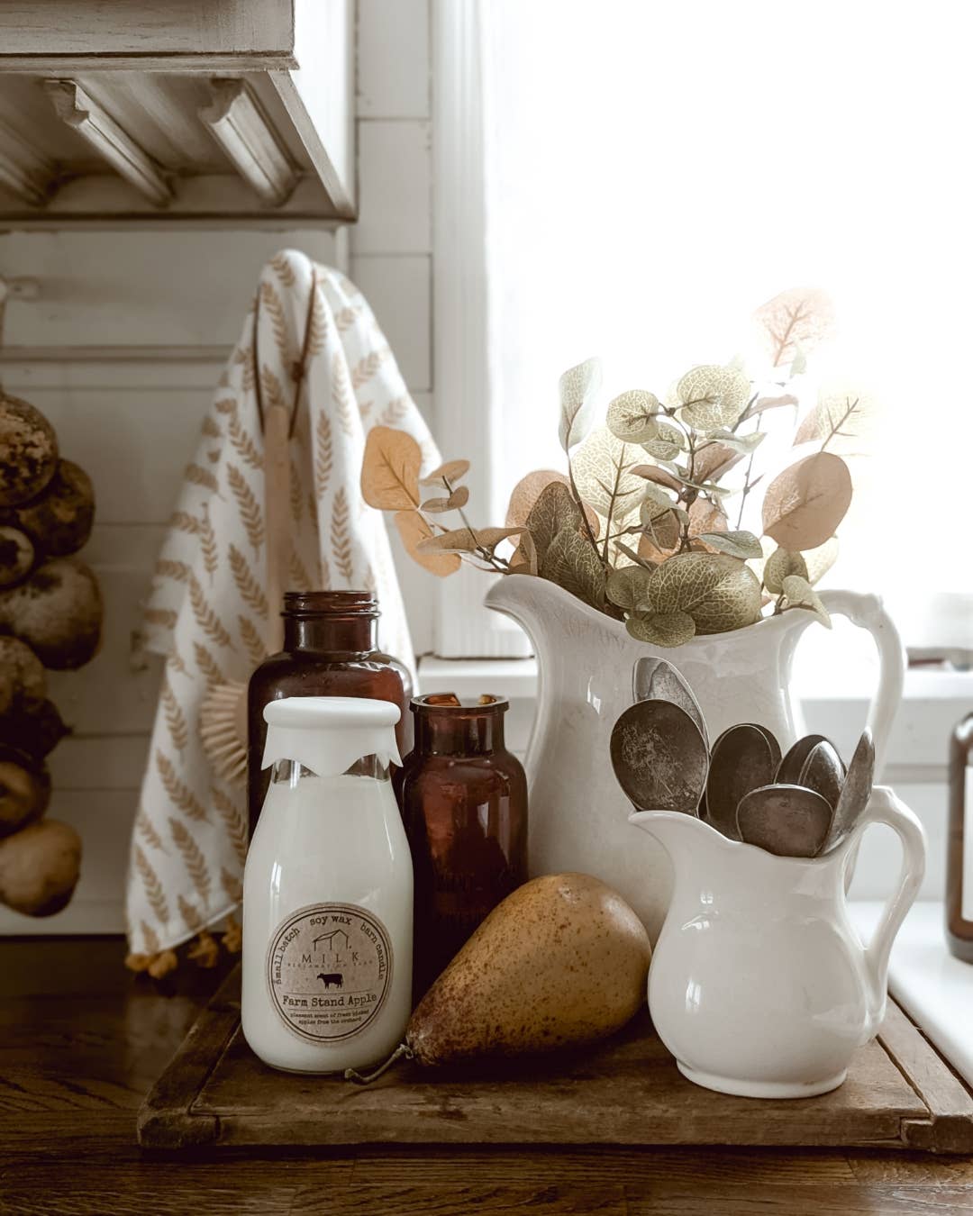 Milk Bottle Candle Farm Stand Apple
