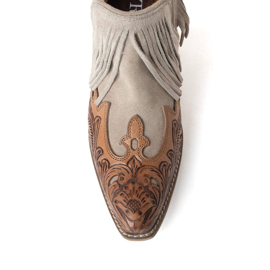 Myra Cimarron Belle Fringed Handtooled Leather Booties