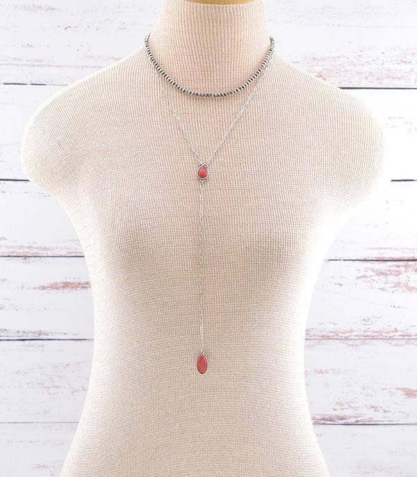 Turquoise Semi Stone Layered Lariat Necklace