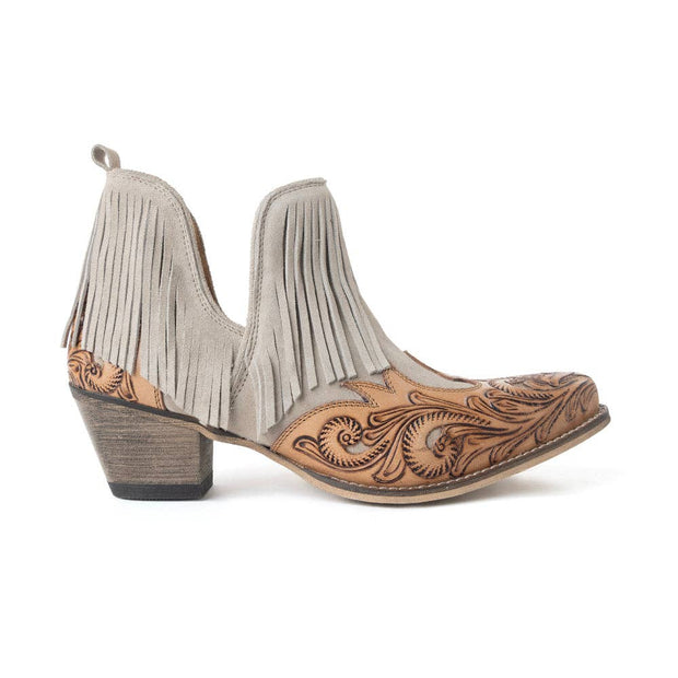 Myra Cimarron Belle Fringed Handtooled Leather Booties
