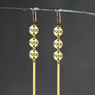 Long Bar Earrings Hand Stamped Fu*k