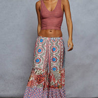 Patterned Wide Leg Pants