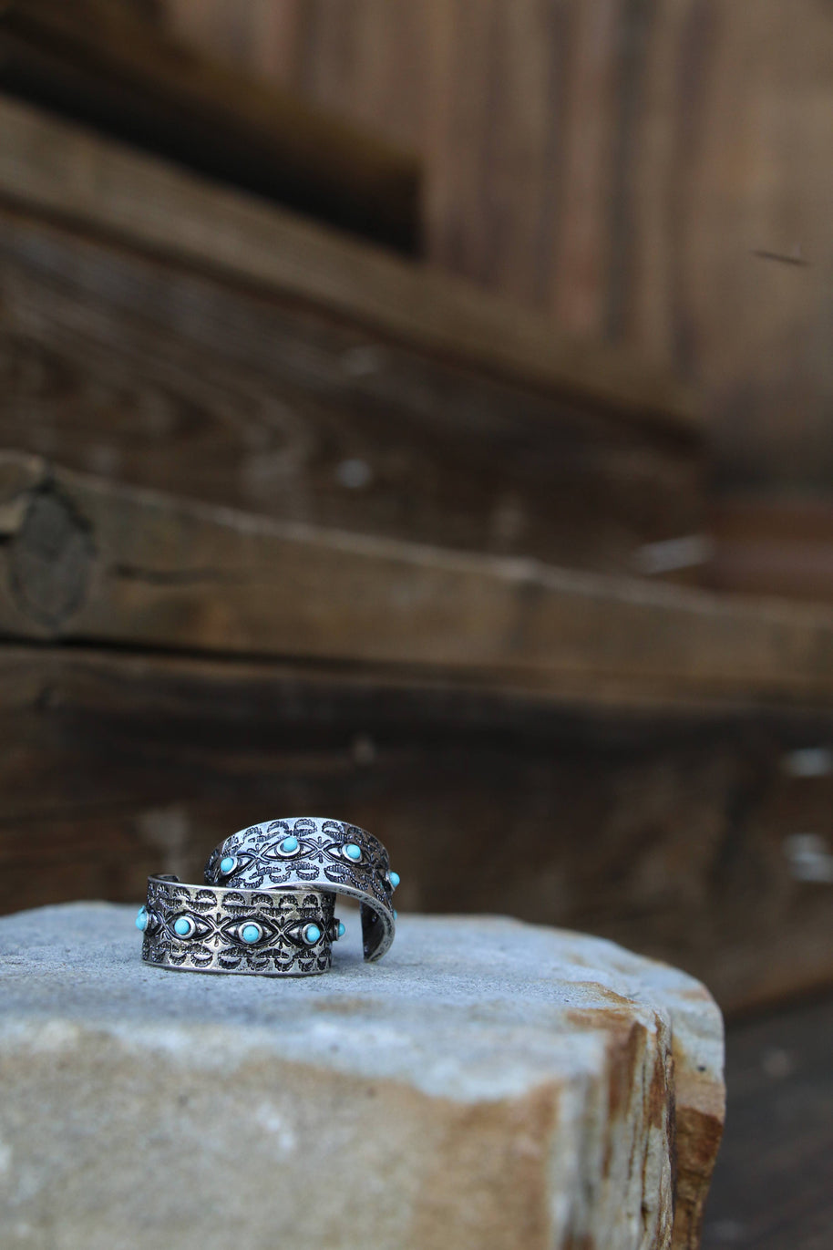 Wide Ear Hoops with Turquoise 0589