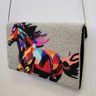 Hand Beaded Horse Clutch