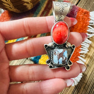 Handcrafted Sterling Silver, Spiny & Turquoise Pendant