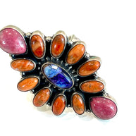 Beautiful Handmade Multi Stone And Sterling Silver Adjustable Ring