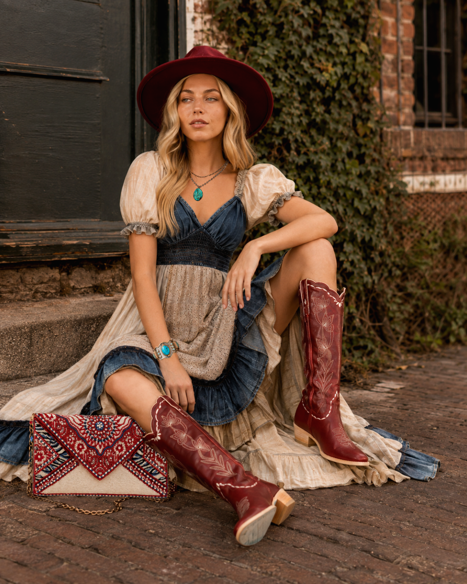 Tied & True Red and Blue Beaded Bandana Inspired Crossbody