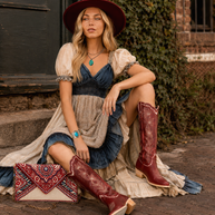 Tied & True Red and Blue Beaded Bandana Inspired Crossbody