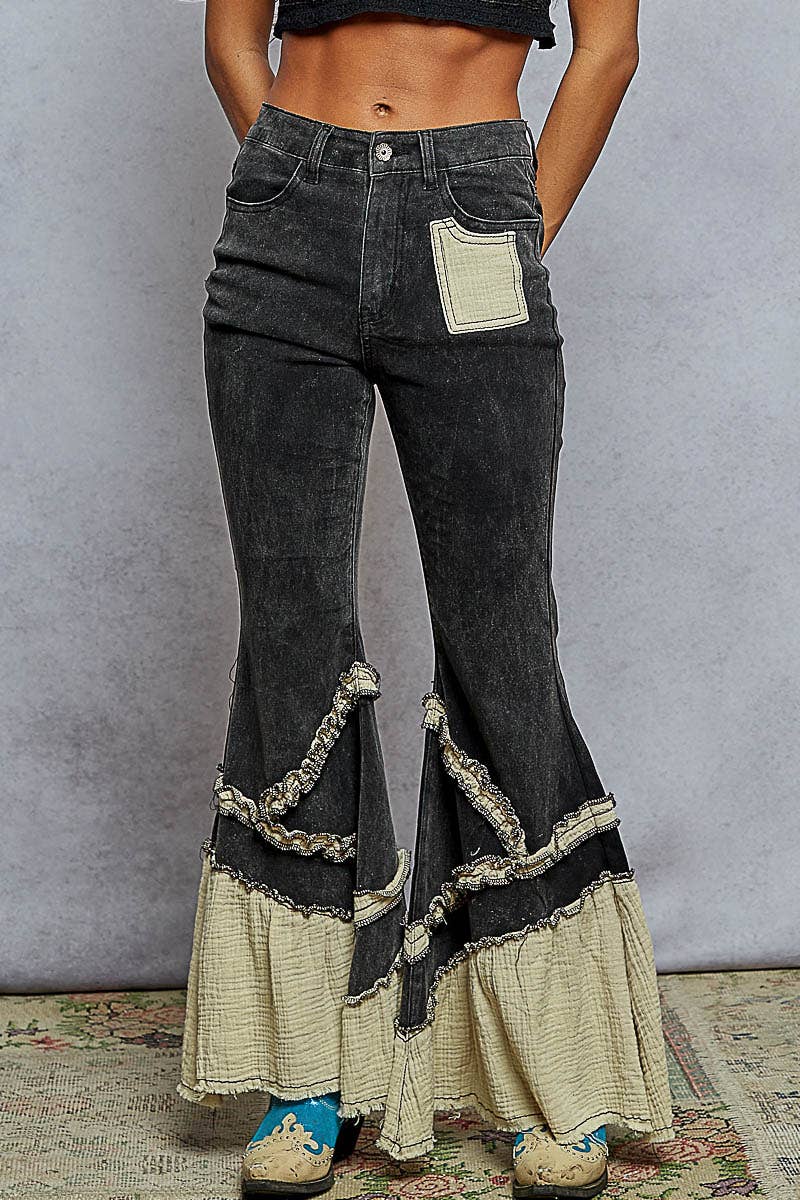 Vintage Washed Ruffle Jeans