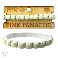 Prong set rhinestone stretch bracelet, white