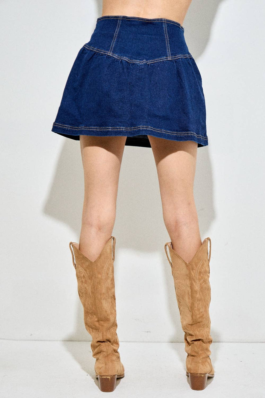 Lace Up Denim Mini Skirt