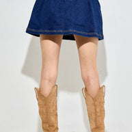 Lace Up Denim Mini Skirt