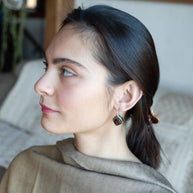 Handmade Tree Bark Smokey Quartz Mini Earring