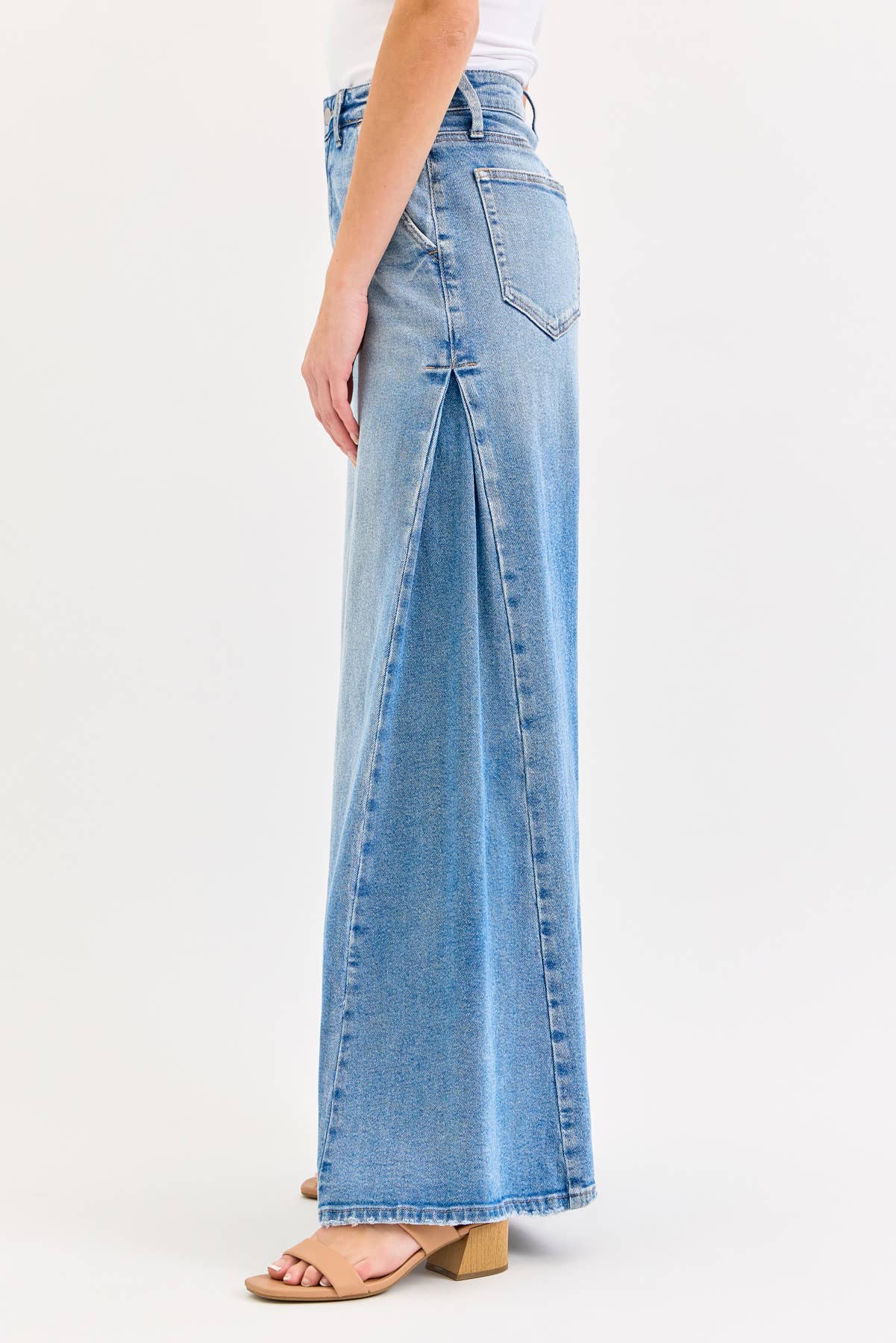 High Rise Wide Leg Jeans with Tucked Side Panel