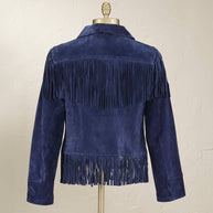 Blue Suede Fringe Jacket