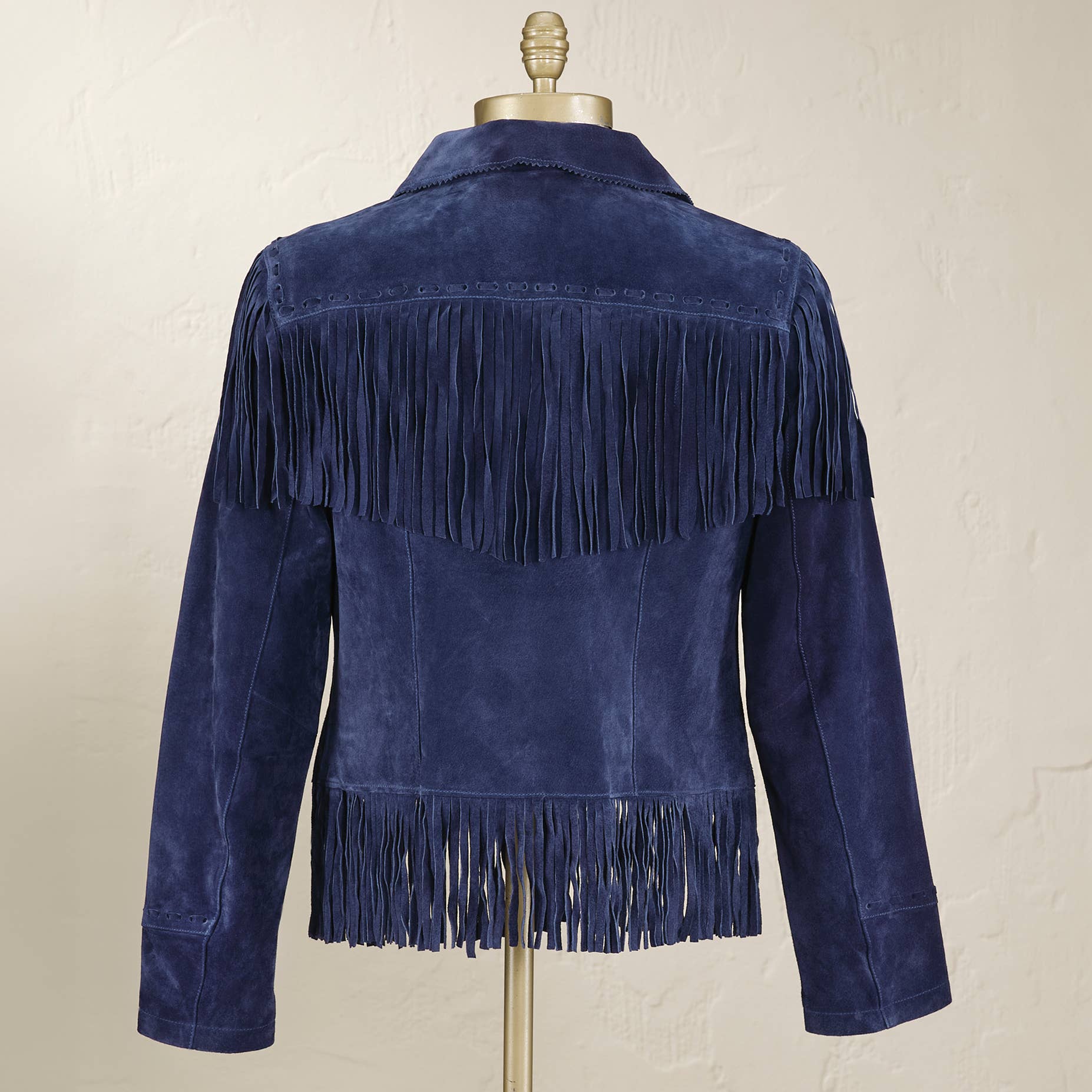 Blue Suede Fringe Jacket