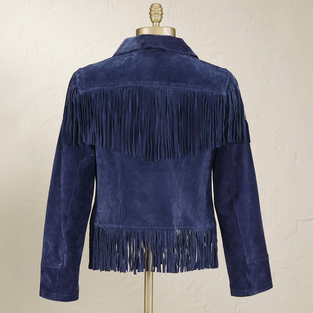 Blue Suede Fringe Jacket
