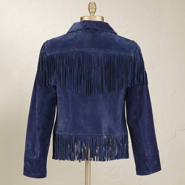 Blue Suede Fringe Jacket