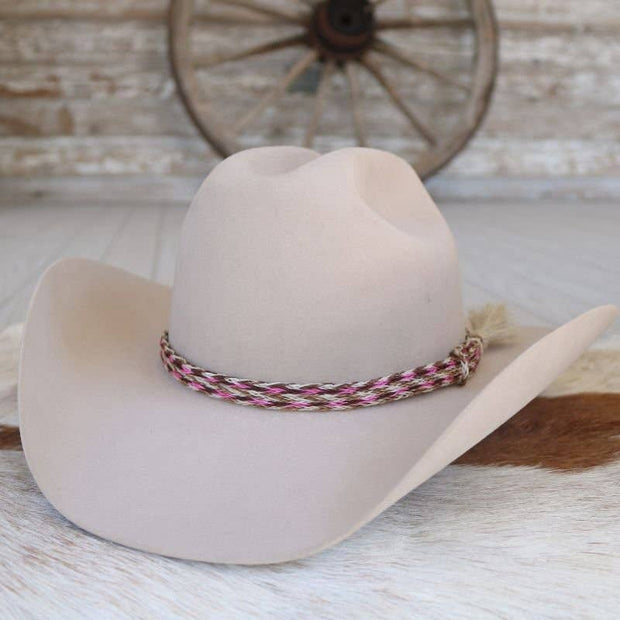 Horsehair Braided Single Tassel Hat Band - Cerise
