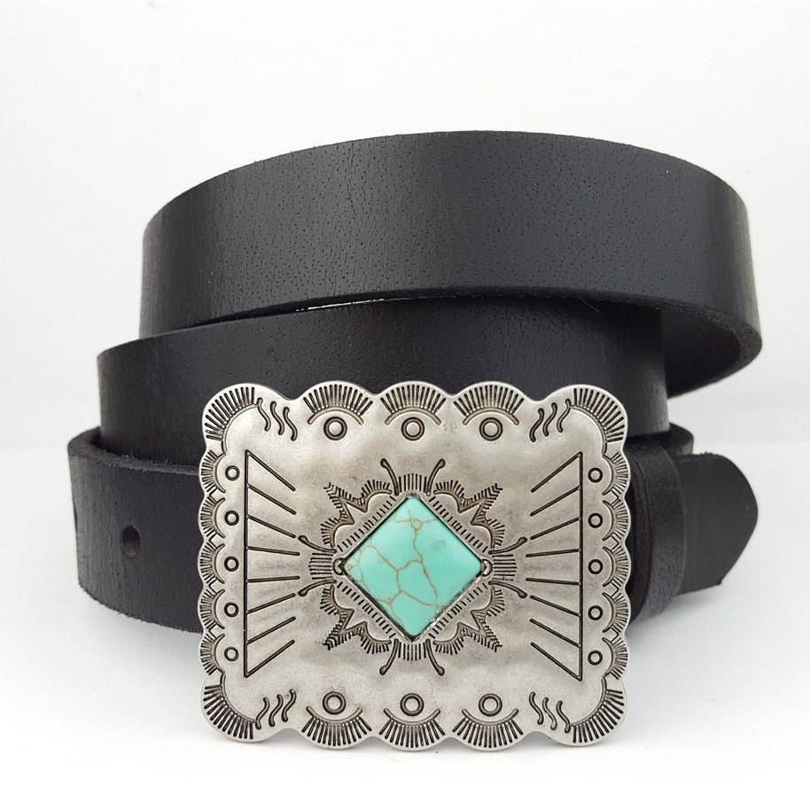 Skinny Leather Belt Western Buckle