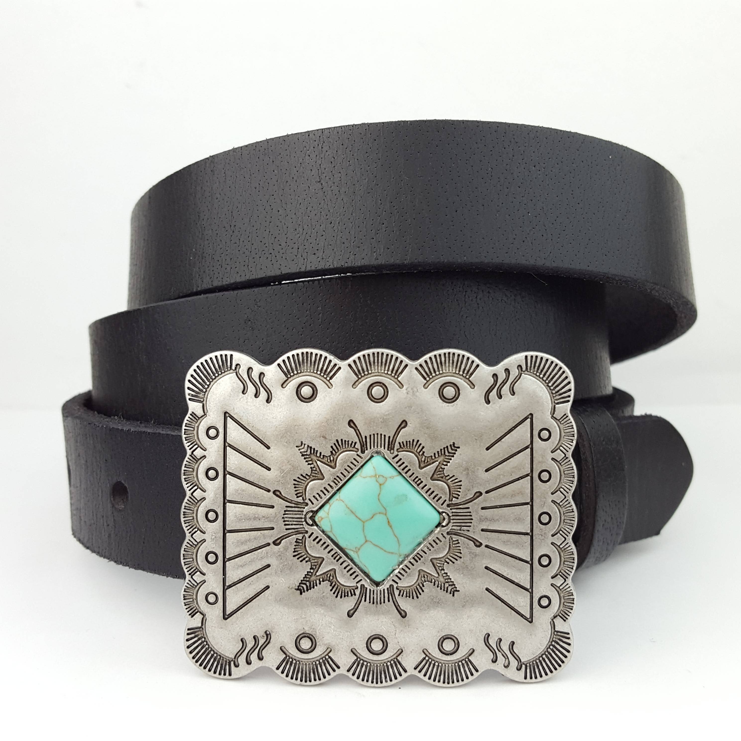 Skinny Leather Belt Western Buckle