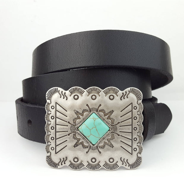 Skinny Leather Belt Western Buckle