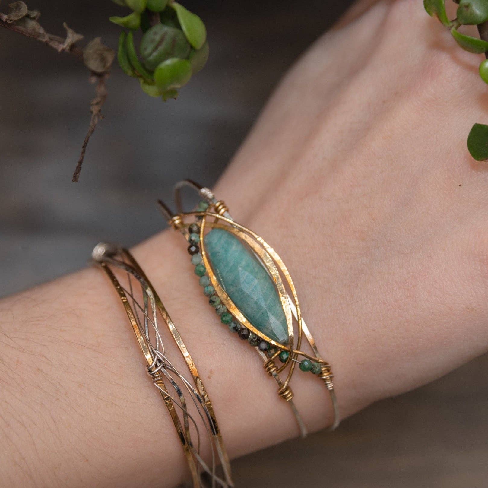 Amazonite Eye Cuff Bracelet