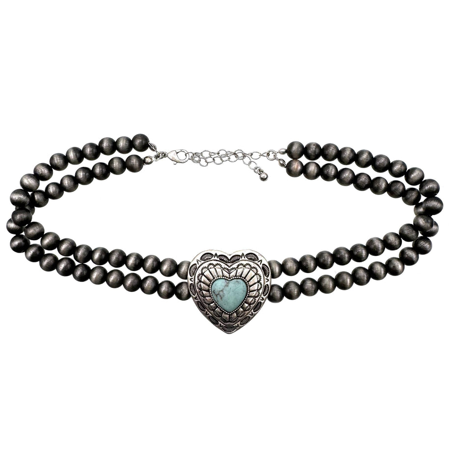 Bohemian Western Heart Turquoise Choker Necklace