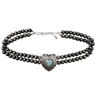 Bohemian Western Heart Turquoise Choker Necklace