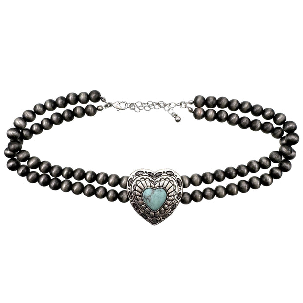 Bohemian Western Heart Turquoise Choker Necklace