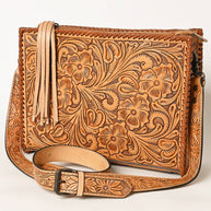 American Darling Hand-Tooled Western Leather Crossbody Bag - Genuine Floral Carved Artisan Purse