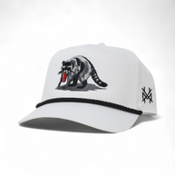 Party Animal Trucker Hat: Retro White with Black Rope