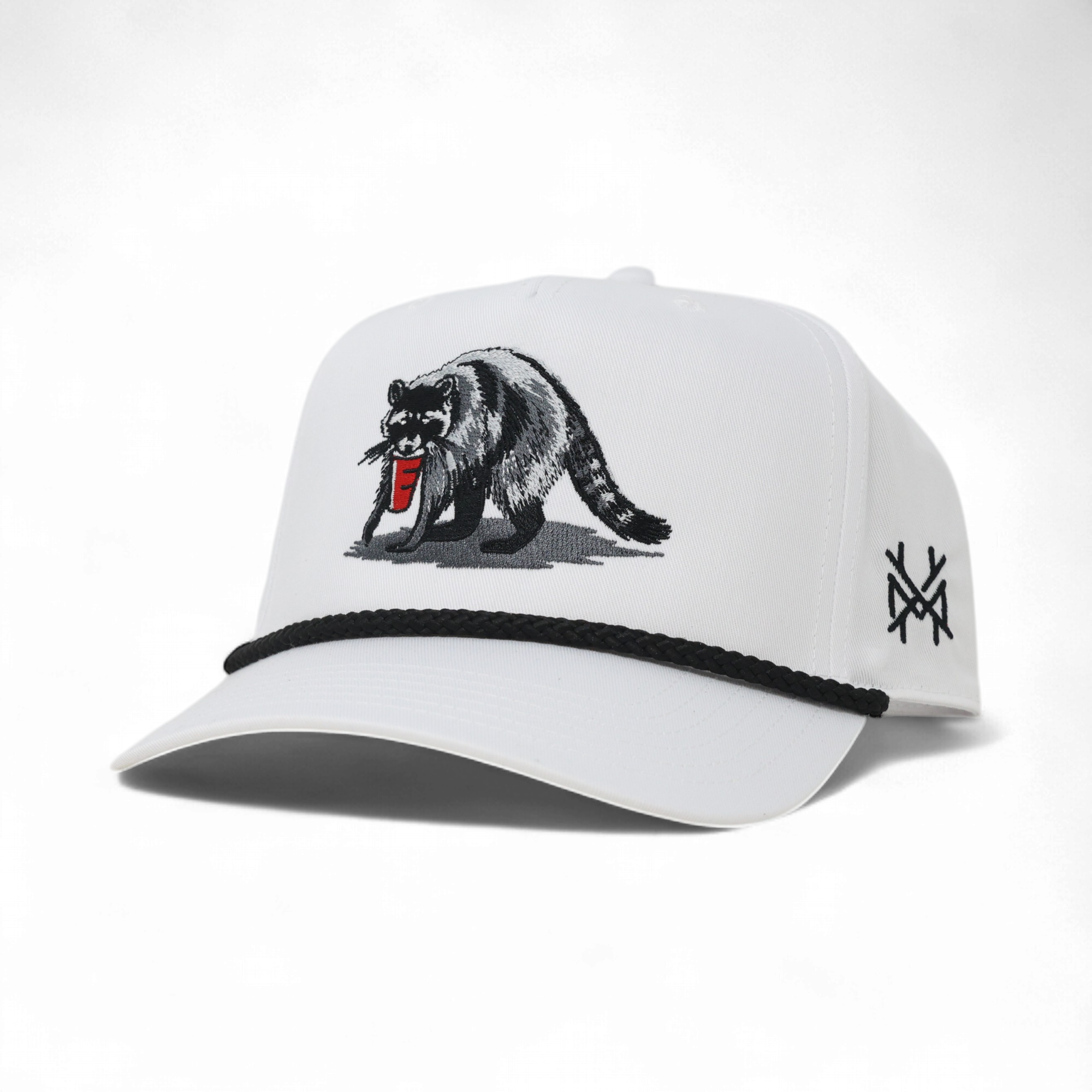Party Animal Trucker Hat: Retro White with Black Rope