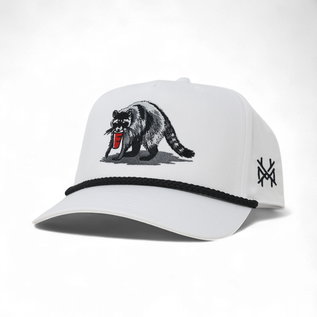 Party Animal Trucker Hat: Retro White with Black Rope