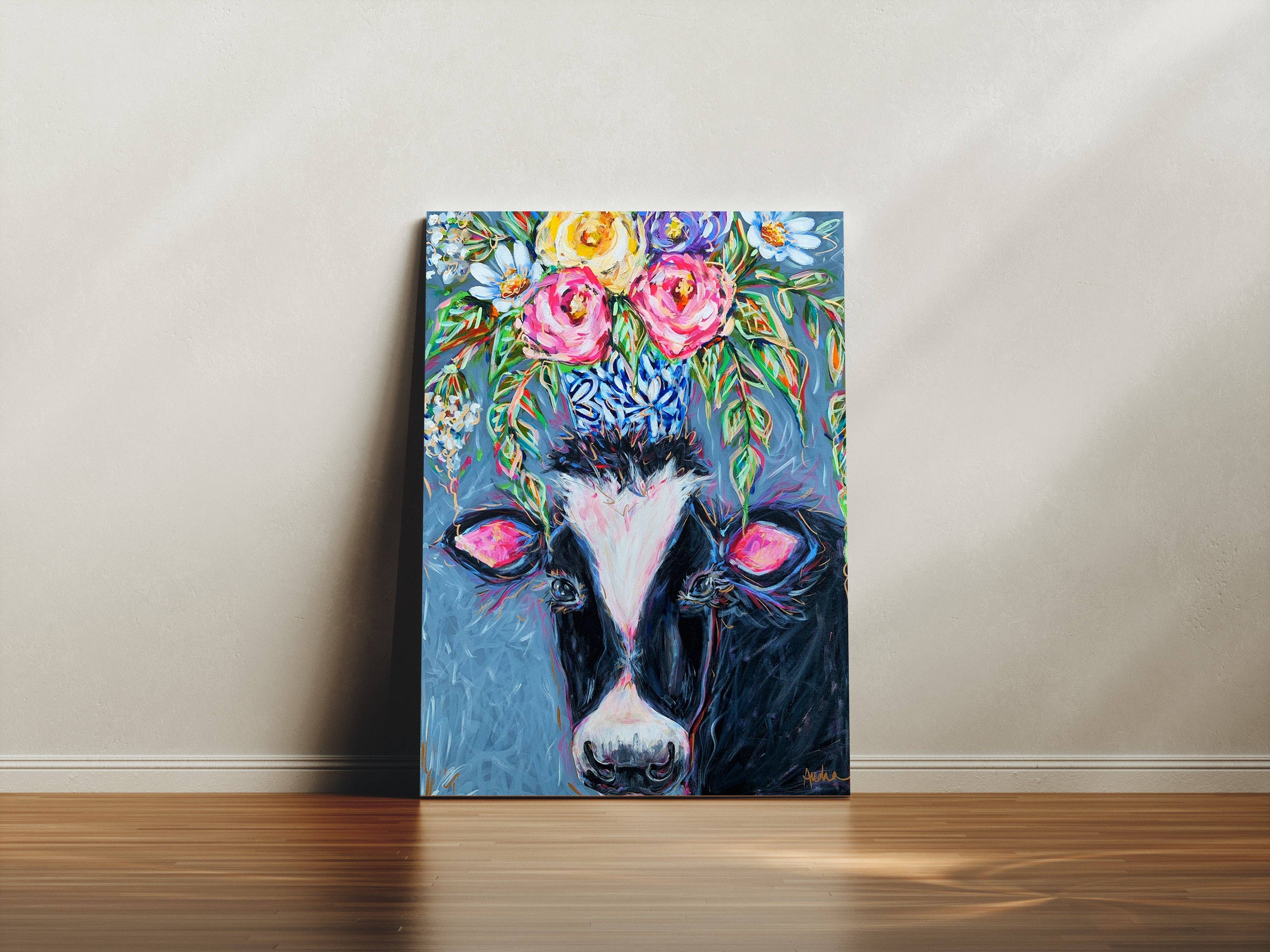 Black and White Cow Canvas Print