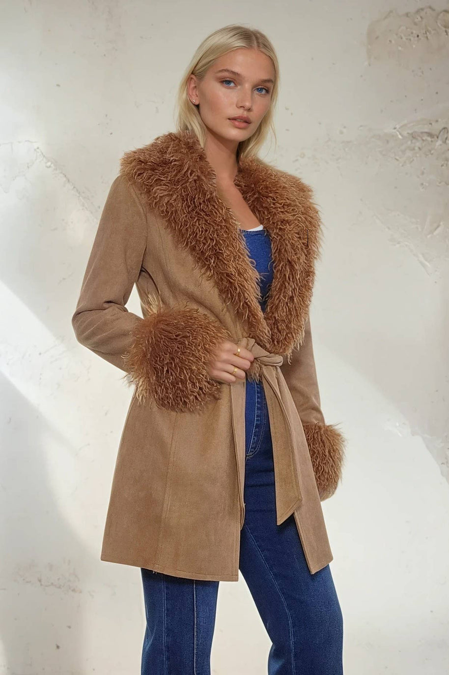 Penny Lane Faux Suede Fur Coat